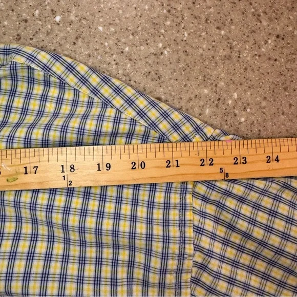 Vintage Polo Ralph Lauren Men's XL Yellow & Navy Button Down Short Sleeve Shirt - Picture 4 of 7
